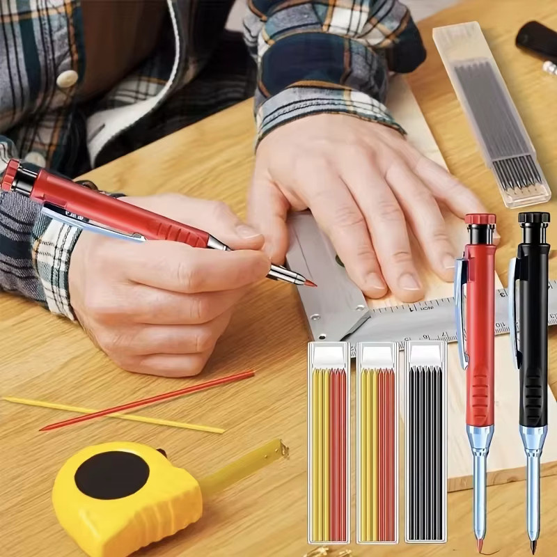 MROOFUL 6-teiliges Set Automatischer Bleistift für die Holzbearbeitung mit integriertem Spitzer und 2,8 mm Mine - Bild 2
