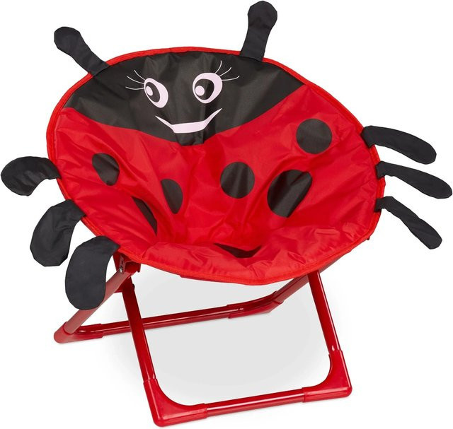 Relaxdays Moonchair für Kinder im Marienkäfer-Design, faltbar aus Polyester, B/T/H: 47 x 50 x 48 cm - Bild 1