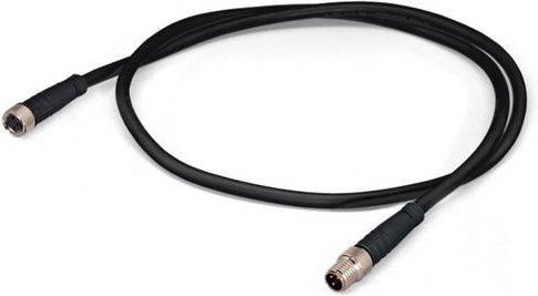 WAGO Sensor-Aktor-Steckverbinder 756-5201/030-020 M8 Stecker gerade zu Buchse gerade, Schwarz, Länge: 2,00 m - Bild 1