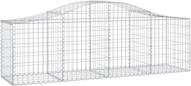 vidaXL Gabionen mit Hochbogen Set aus verzinktem Eisen in Silber, 7 Stück, B/T/H: 200 x 50 x 60/80 cm - Bild 1
