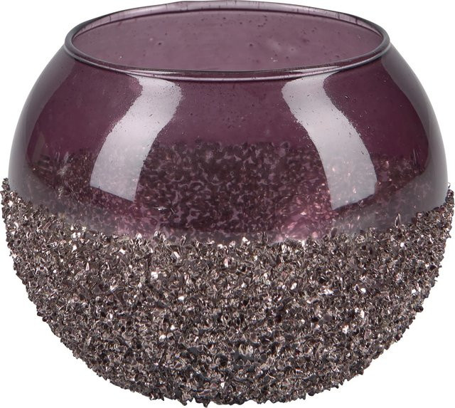 Teelichthalter Blush Bordeaux aus Glas von LUX-TOOLS in Lila, Höhe: 7,5 cm, Durchmesser: 9 cm - Bild 1