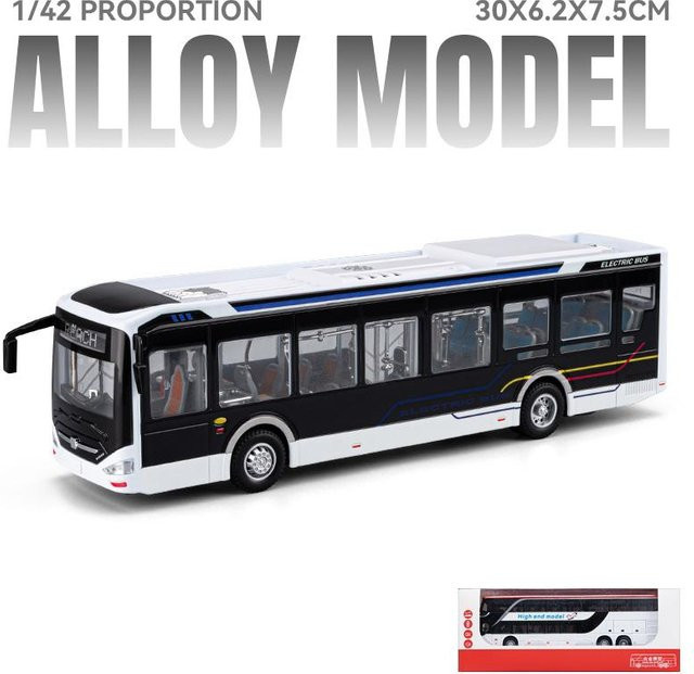 Linyi toy car Neue Energie Bus, Modellauto, Metall, 1:42, mit Licht und Geräusch, grau - Bild 1