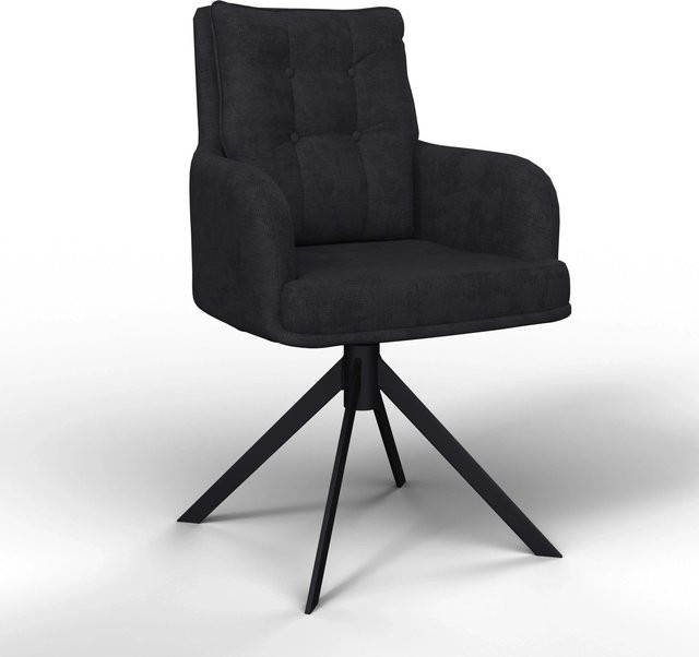 Bessagi Home Armlehnstuhl Marietta Schwarz, gepolsterter Webstoff, Drehstuhl für Home Office und Wohnzimmer, B/T/H: 67 x 60 x 92 cm - Bild 1