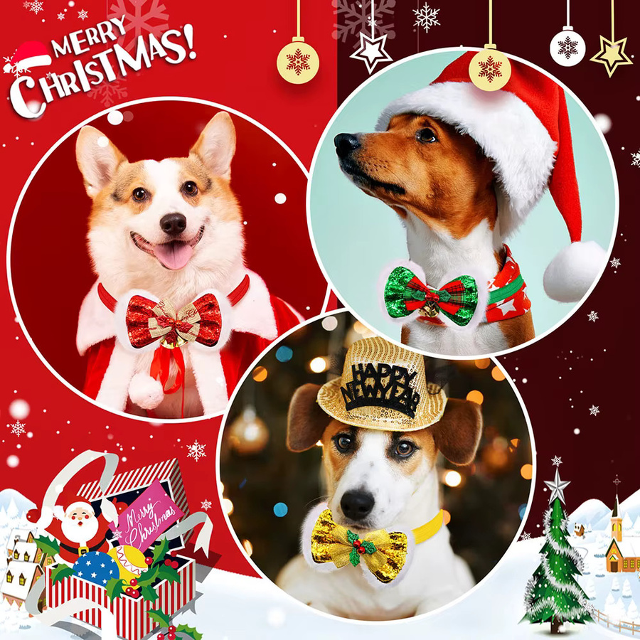 MRUQ PET Plüsch Hund Bowtie Halsband für Hunde und Katzen in Silber, verstellbar - Bild 3