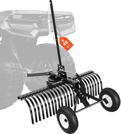 VEVOR Heuharke für Rasentraktor und ATV mit 24 Stahlzinken, Höhen- und Winkelverstellbar, Schwarz