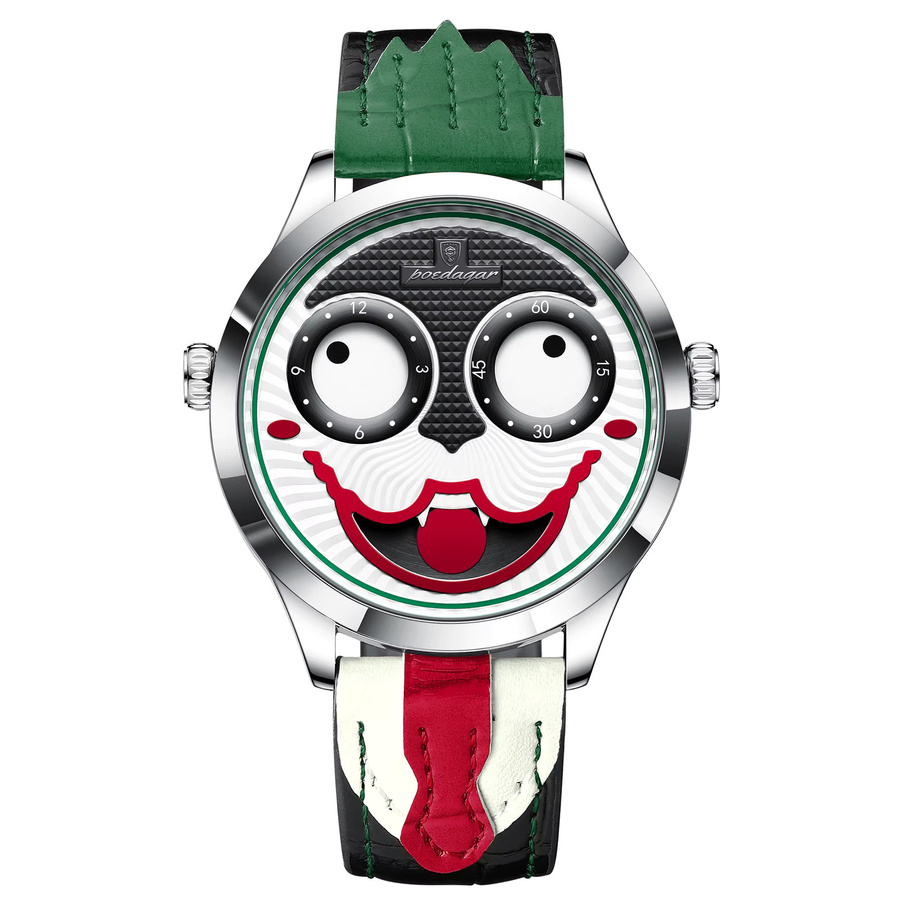 POEDAGAR Armbanduhr, Quarz, Leder, Silber, Herren - Bild 7