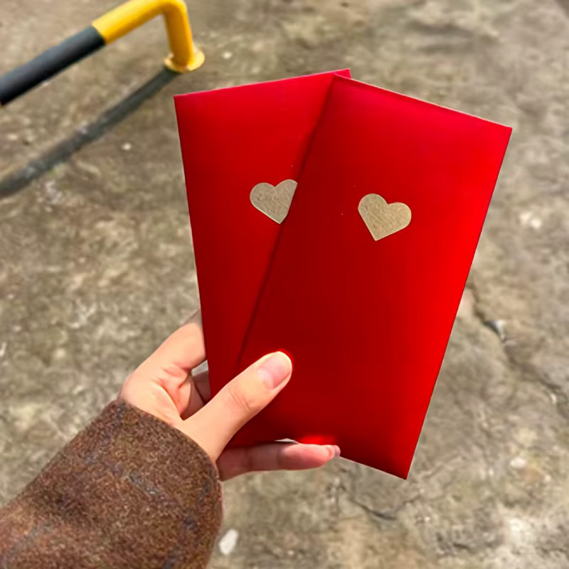 6 rote Neujahrsumschläge aus Papier mit Liebesmustern für Valentinstag und Neujahr - Bild 3