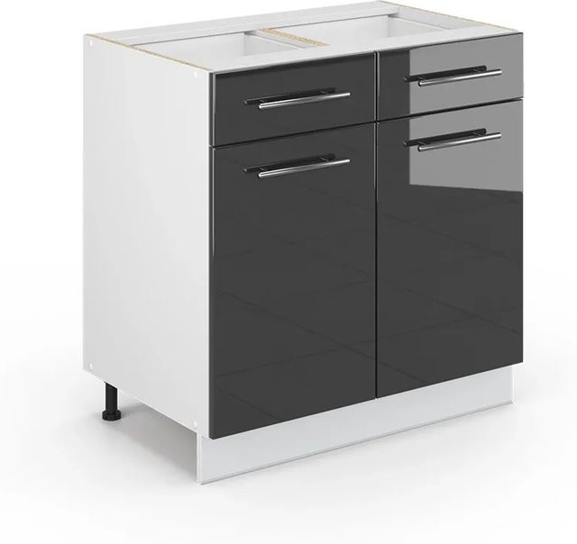 Vicco Badschrank Fame-Line Anthrazit Hochglanz und Weiß mit Soft-Close-Türen B/H: 80 x 82 cm - Bild 1