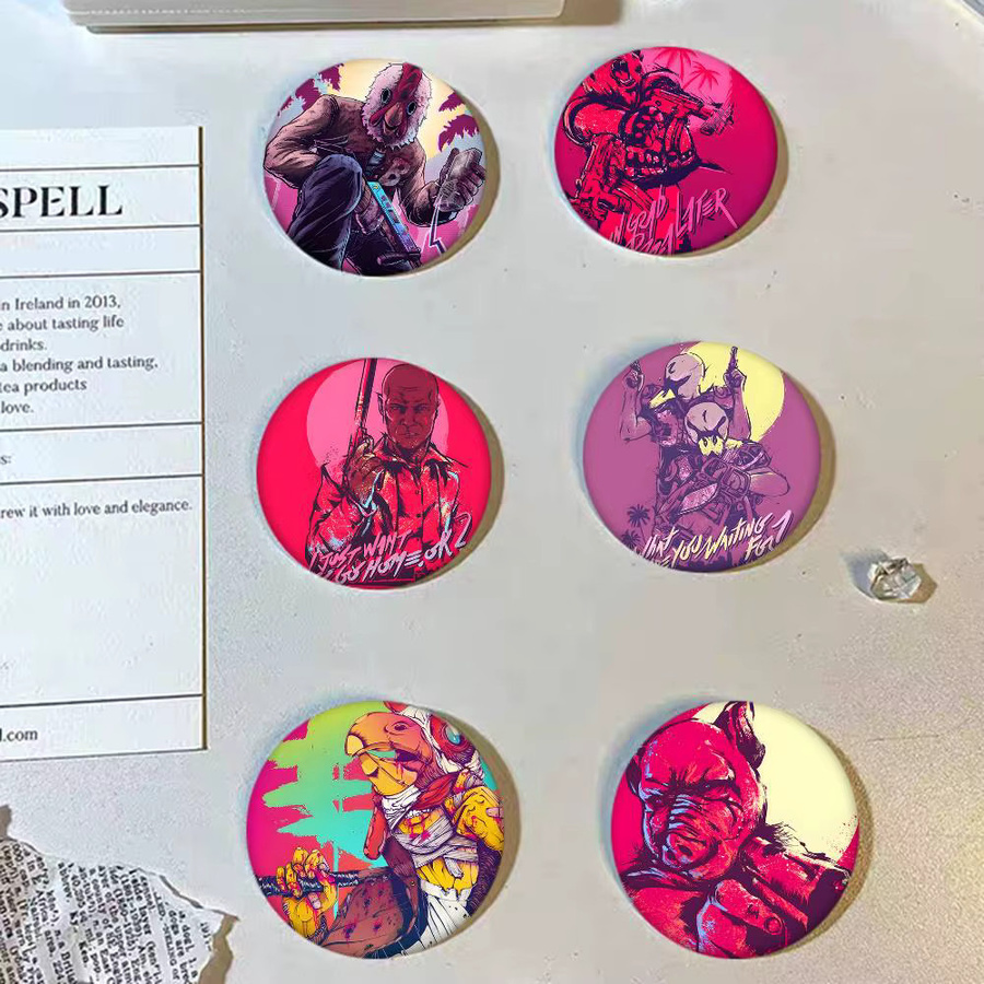Broschen H-Hotline M-Miami Action Game Cartoon-Stil, Emaille-Pins - Bild 3