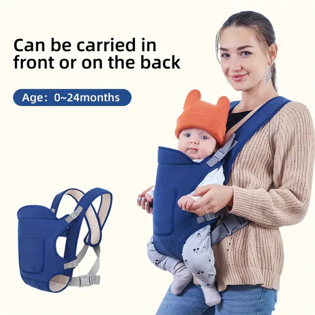 Baby Hug Multifunktionaler Baby-Tragegurt in Blau für Front- und Rückentragen - Bild 1
