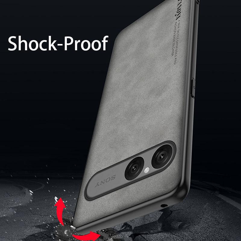 Retro Leder Hülle für Sony Xperia 10 VII 5G, Stoßfeste Silikon Schutzhülle in Schwarz, Blau, Grau oder Braun - Bild 2
