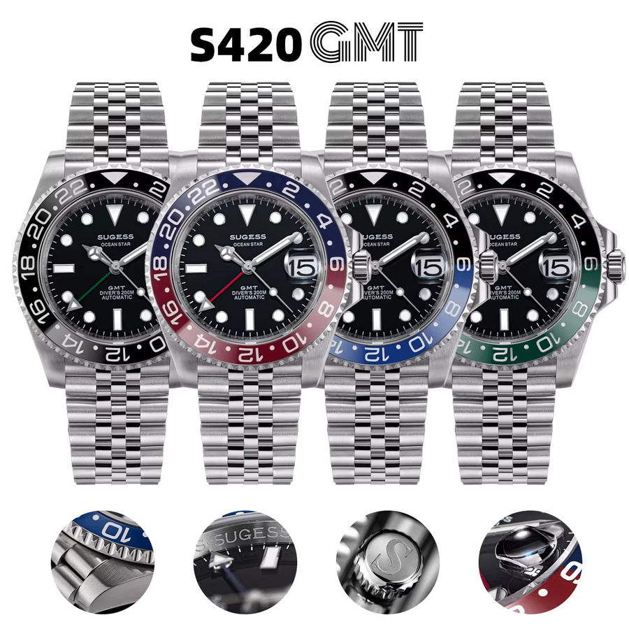 Sugess Armbanduhr GMT-Taucheruhr, Automatik, Edelstahl, Keramiklünette, Herren - Bild 2
