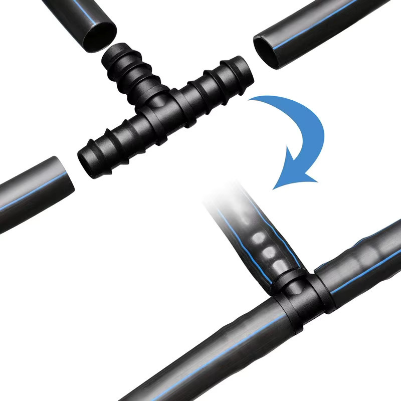 Nongjiale 14-teiliges T-Stück-Set für Tropfbewässerung, 1/2 Zoll, Schwarz, für PE-Bewässerungsschläuche mit ID 12 mm und AD 16 mm - Bild 3