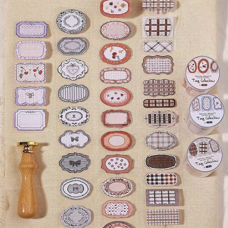 Leaffei Washi Tape Vintage Basic Style Stanzband-Etiketten-Kollektion für Journal und DIY Collage in 6 verschiedenen Stilen - Bild 1