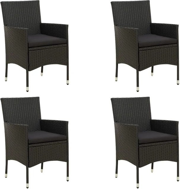 Furnicato Gartenstuhl Set Schwarz mit Armlehnen und Polstern aus UV-beständigem Polyester, B/T/H: 61 x 60 x 88 cm - Bild 1