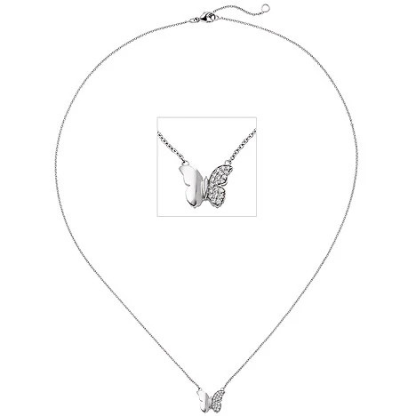 Colfem Halskette Schmetterling, 585 Weißgold, 20 Diamanten, 45 cm - Bild 1