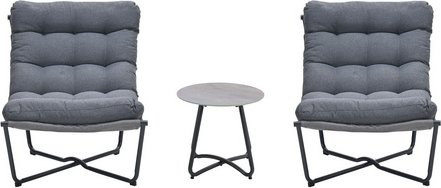 GARDEN IMPRESSIONS 3-teiliges Loungeset aus Aluminium und Glas in Schwarz und Grau mit Polsterung und Kissen für Garten, Balkon oder Terrasse - Bild 1