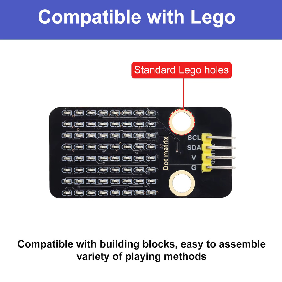 Keyestudio HT16K33_8X8 Dot Matrix Modul DIY elektronischer Baustein für Arduino IDE-Programmierung kompatibel mit Lego-Blöcken - Bild 4