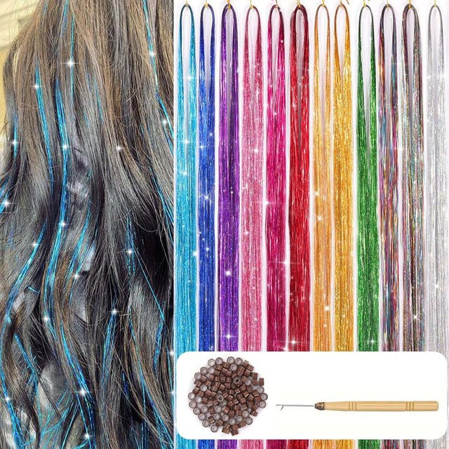 Refeeny Lametta-Set aus synthetischem Haar, 12 Farben, hitzebeständig - Bild 1