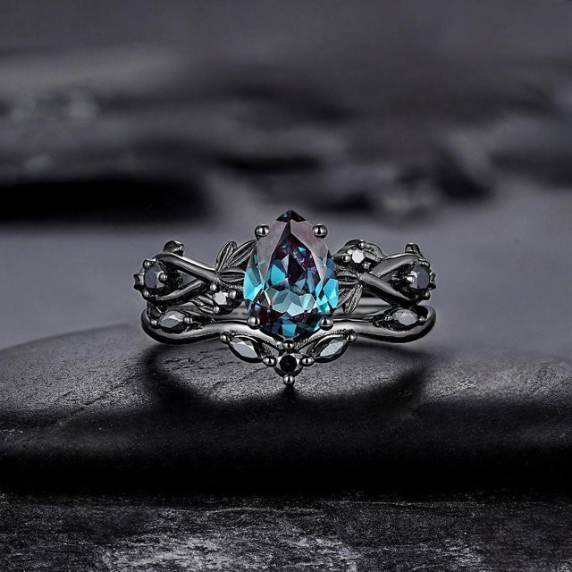 Ring, Kupfer, Schwarz, Diamant, Zirkonia, Damen, Ringgröße 9 - Bild 1
