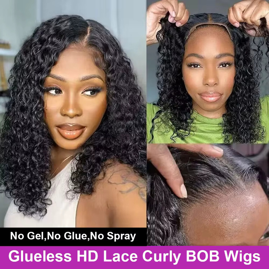 HJ WEAVE BEAUTY Wear And Go Deep Wave Lace Frontal Bob Perücke, Echthaarperücke, Damen - Bild 2