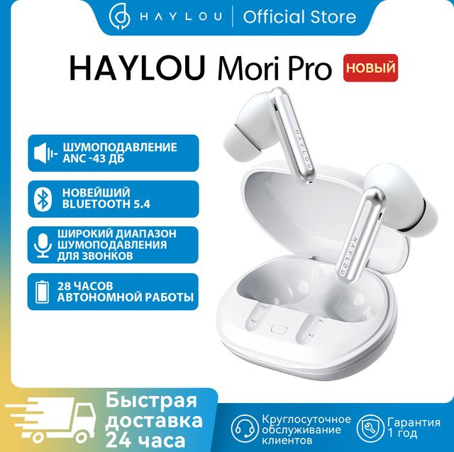Haylou Mori Pro ANC Kabellose In-Ear Kopfhörer mit Bluetooth 5.4, Aktive Geräuschunterdrückung 43 dB und 6 Mikrofonen in Schwarz - Bild 1