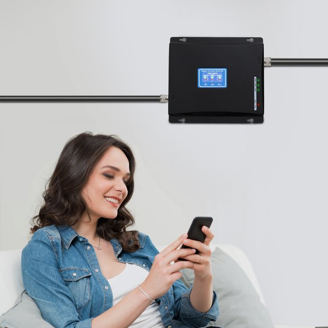 Bymaocar 12V Tri-Band 4G LTE Handy-Signalverstärker für Innenräume in Schwarz - Bild 1