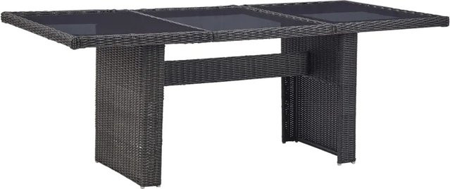 vidaXL Garten-Esstisch aus Glas und PE-Rattan in Schwarz B/T/H: 200 x 100 x 74 cm - Bild 1