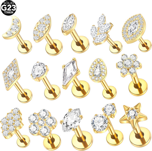 WTX Ohrring Titan, Zirkonia, Gold, Damen - Bild 1