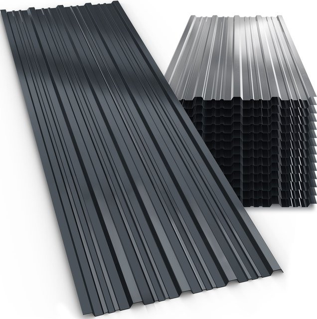 Gardebruk Trapezblech-Set aus verzinktem Stahl, 14er-Set, Anthrazit, B: 46 cm, H: 110 cm - Bild 1