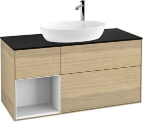 V&B Waschtischunterschrank Finion Wandbeleuchtung in Braun mit Eichenregal, B/T/H: 120 x 50,1 x 50,1 cm - Bild 1