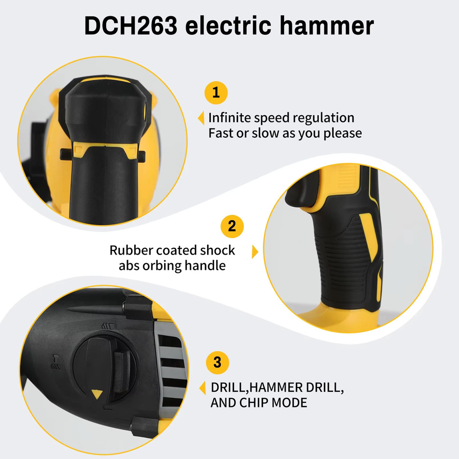 DeWalt DCH263 20 V SDS-Plus Bohrhammer mit bürstenlosem Motor in Gelb - Bild 3