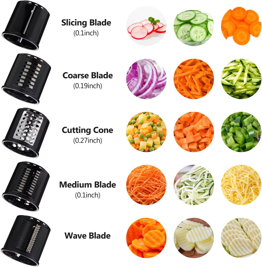 KitchenAid Slicer Shredder Aufsatz in Schwarz mit 5 Klingen als Käsereibe und Gemüseschneider für deinen Küchenmaschinen-Mixer - Bild 6