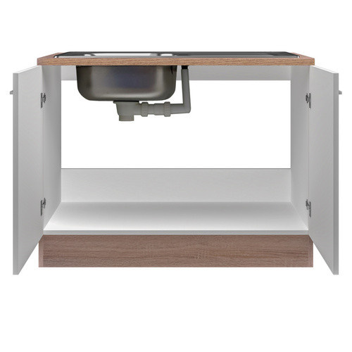 Flex-Well Spülenunterschrank Samoa Küchenschrank in Weiß und Sonoma Eiche, B/H/T: 100 x 85 x 60 cm - Bild 2