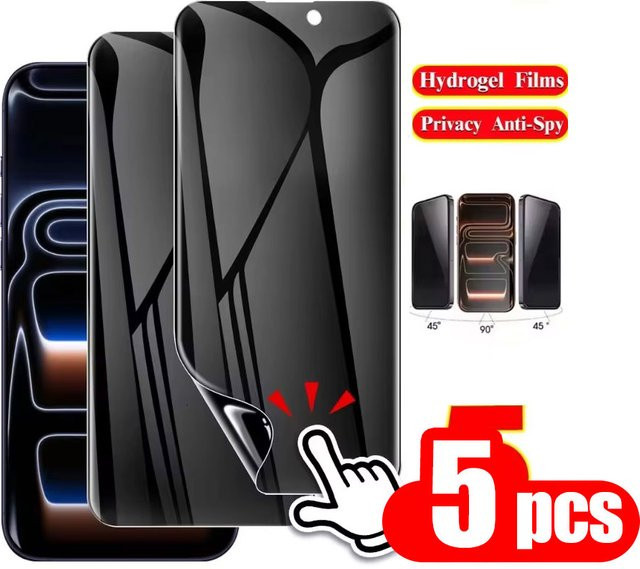 Caynes Privatsphäre Hydrogel-Schutzfolie für iPhone 17 Pro Max, iPhone 17 Pro und iPhone Air 17, Transparent, Vollabdeckung Anti-Spy Film - Bild 1