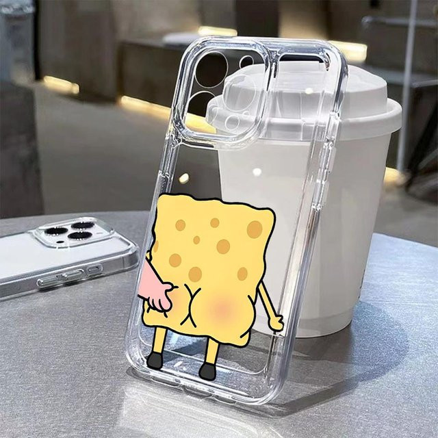 SpongeBob Handyhülle mit transparenter Rückseite für Apple iPhone 17, 16, 15, 14, 13, 12, 11 und weitere Modelle - Bild 1