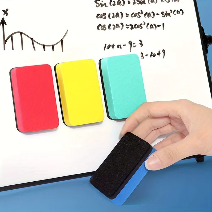4er-Set magnetische Whiteboard-Radiergummis aus EVA und Filz in Mehrfarben für die Schule - Bild 3