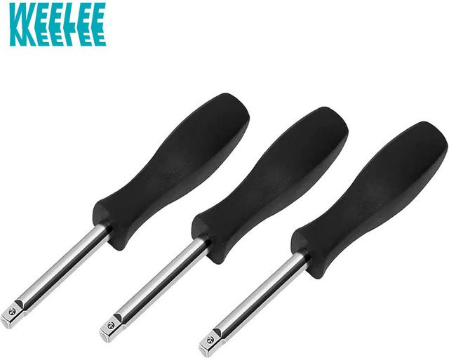 WEELEE Dual-Purpose 1/4 Zoll Verbindungsgriff mit 6,3 mm Bodenloch-Verbindung, Ratschenschlüssel und Schieber in Schwarz-Silber - Bild 1