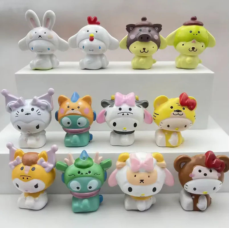 KT Katze Tierkreis-Talisman Blindbox-Figur Sanrio Ornament mehrfarbig aus Kunststoff - Bild 4