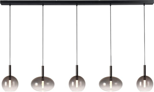 Masterlight Lido LED-Pendelleuchte 5-flammig in Schwarz Matt mit Rauchglas für Esszimmer und Küche - Bild 1