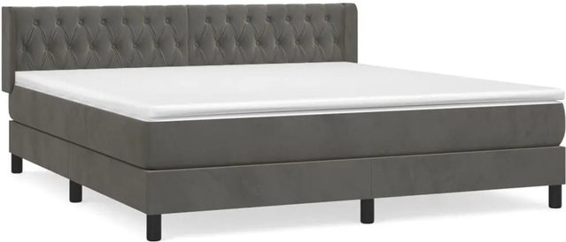 vidaXL Boxspringbett mit Matratze aus Samt in Dunkelgrau, B/T/H: 160 x 200 x 78 cm - Bild 1