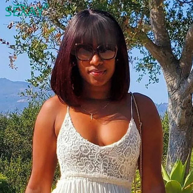 STYLEICON Bob Bang Perücke, kurzes Bob mit Fransen, Brasilianisches Menschenhaar, Damen - Bild 1