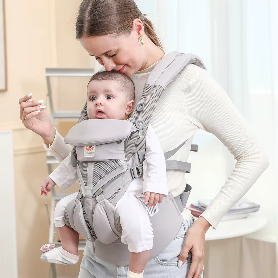 Egobaby Omini 360 Babytrage aus atmungsaktivem Netzstoff mit Rundum-Belüftung und Lendenwirbelstütze, Schwarz - Bild 4