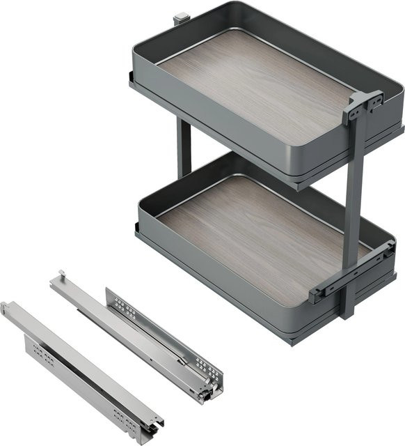 Emuca Flaschenregal Harmony Seitlich Ausziehbar mit Soft-Close Modul aus Stahl und Holz in Anthrazitgrau B: 20 cm, H: 80 cm - Bild 1