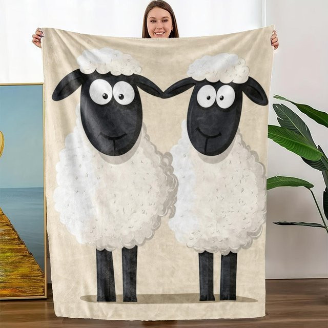 Suita Fleecedecke mit Schaf-Motiv in Beige, B/B: 150 x 180 cm - Bild 1