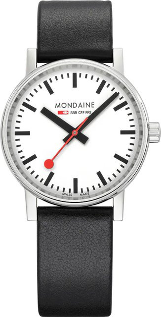 Mondaine Damenuhr Evo2, Quarz, Edelstahl, 35 mm, Leder, Weiß - Bild 1