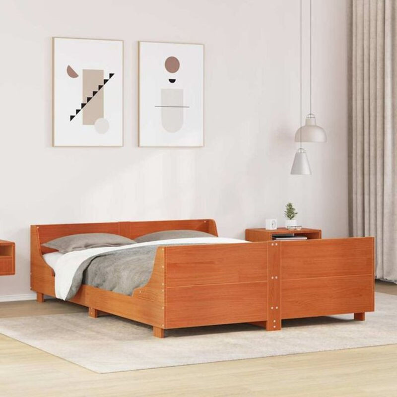 Massivholzbett aus Kiefer im Landhausstil von vidaxl, Farbe Braun, B/T/H: 120 x 200 cm, ohne Matratze - Bild 1