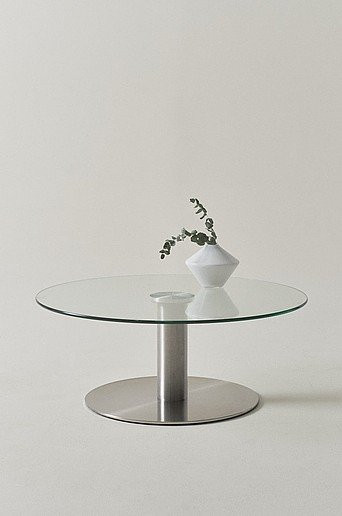 Jotex Couchtisch DORNO rund mit Glasplatte in Transparent, Durchmesser: 90 cm, Höhe: 35 cm - Bild 1
