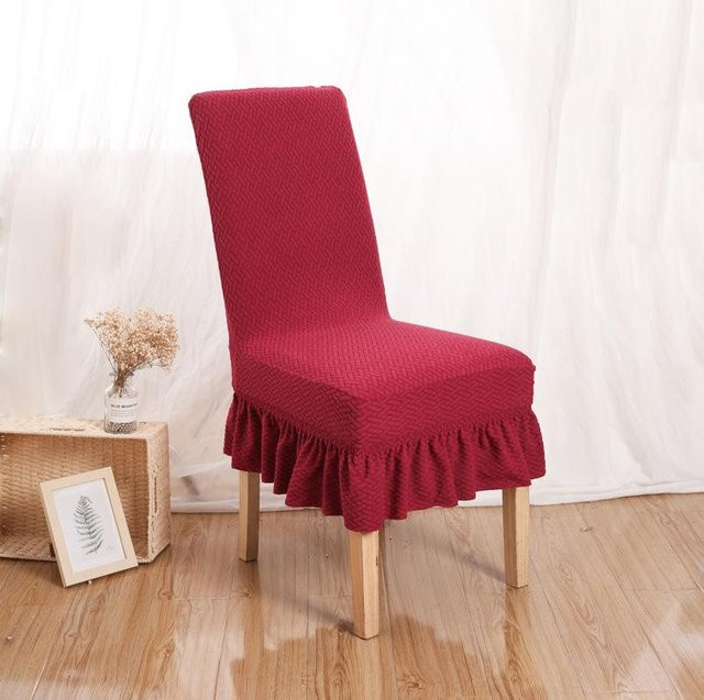 Rock Esszimmerstuhlbezug aus Jacquard in Braun, elastischer und schmutzabweisender Sitzbezug für Stühle und Hocker - Bild 1