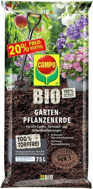 COMPO BIO Garten-Pflanzerde aus organischen und nachwachsenden Inhaltsstoffen, 75 kg - Bild 1